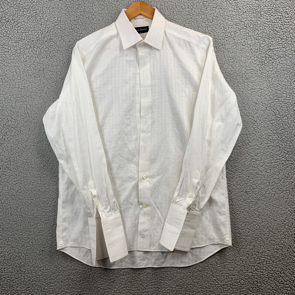 David Donahue Tuxedo Shirt Mens 16 34/35 White Trim Fit French Cuff EUC